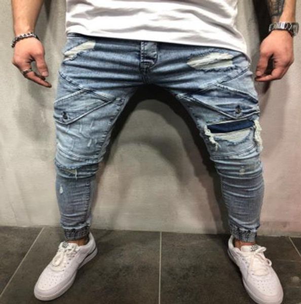 mens skinny jeans casual slim biker jeans denim knee hole hiphop ripped pants washed fashion k69q, Blue
mens skinny jeans casual slim biker jeans denim knee hole hiphop ripped pants washed fashion k69q, Blue