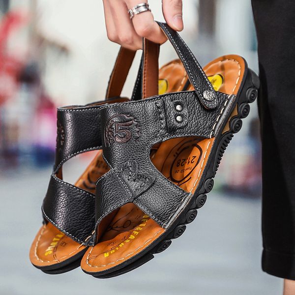 mens sandals summer leather outdoor beach sandals comfortable breathable soft male rubber flats shoes 2020 sizes 46, Black
mens sandals summer leather outdoor beach sandals comfortable breathable soft male rubber flats shoes 2020 sizes 46, Black