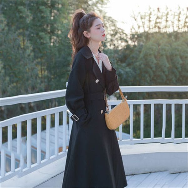 black high-end over the knee casual korean temperament windbreaker women's spring autumn long trench coat british style b507, Tan;black
black high-end over the knee casual korean temperament windbreaker women's spring autumn long trench coat british style b507, Tan;black