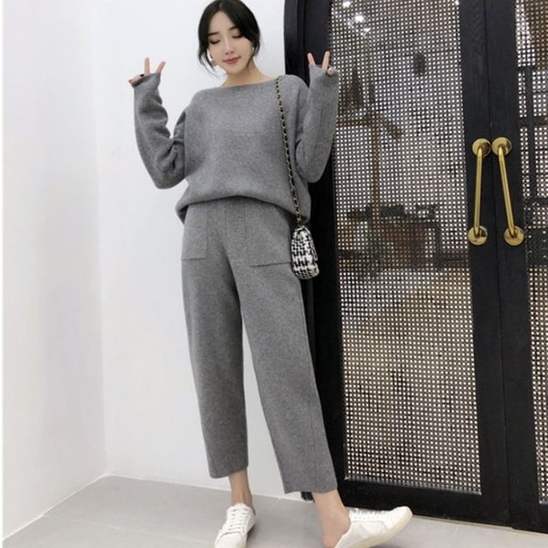 women cashmere sweater two piece knitted sets slim tracksuit 2020 spring autumn fashion sweatshirts sporting suit female, White
women cashmere sweater two piece knitted sets slim tracksuit 2020 spring autumn fashion sweatshirts sporting suit female, White