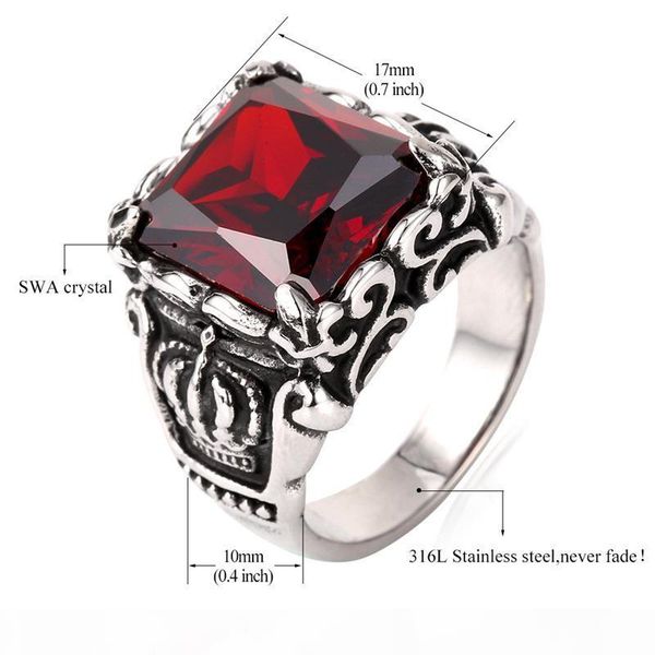 men fashion jewelry gifts vintage stainless steel brilliant cut mysterious red crystal statement rings size 7-11, Golden;silver
men fashion jewelry gifts vintage stainless steel brilliant cut mysterious red crystal statement rings size 7-11, Golden;silver