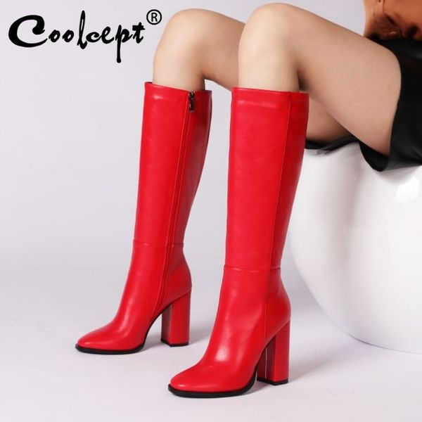 boots coolcept women high heel long zipper thick knee fashion winter shoes woman footwear size 34-43, Black
boots coolcept women high heel long zipper thick knee fashion winter shoes woman footwear size 34-43, Black