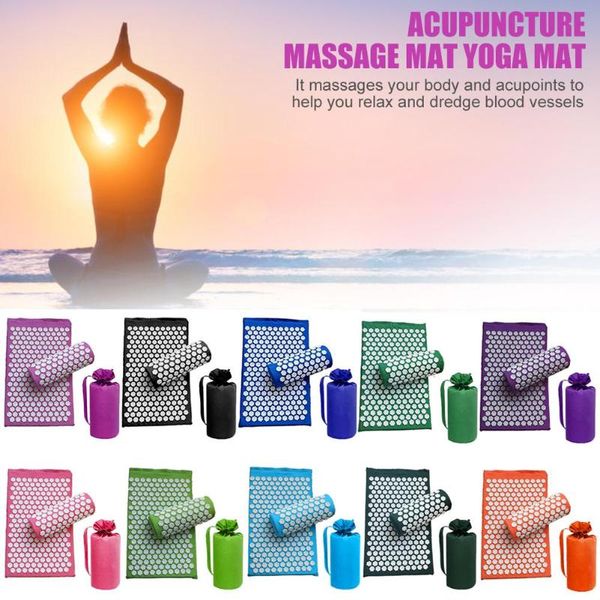 Yoga Spiky Mat Pillow Lotus Acupuncture Massage Mat Bed Pilates Yoga Massager Cushion Pain Stress Relief With Pillow Fold Bag