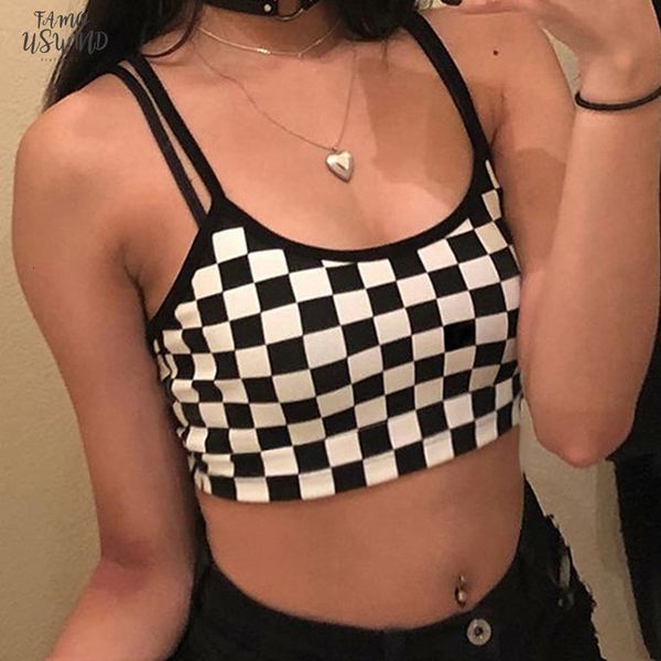 checkered cropped 2020 summer streetwear sleeveless checkerboard women tees shirt strappy plaid camis streetwear, White
checkered cropped 2020 summer streetwear sleeveless checkerboard women tees shirt strappy plaid camis streetwear, White