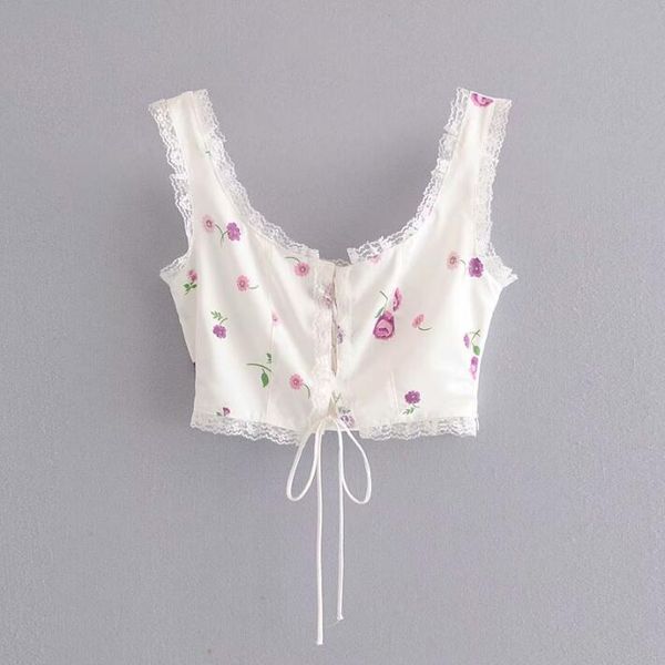 polyester bm crop lace corset floral print camis vest tank top, White
polyester bm crop lace corset floral print camis vest tank top, White