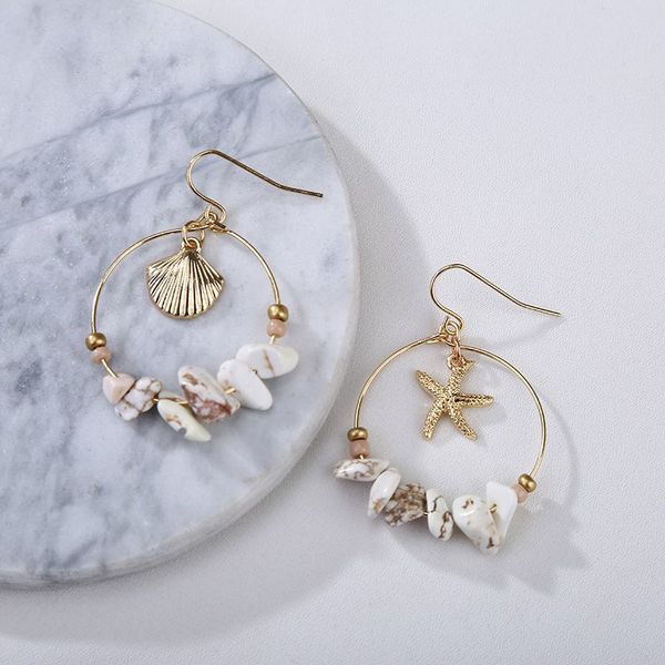vintage gold alloy sea shell sterfhish dangle errings for women round circle with stone beads earrings charm summer jewelry gift, Silver
vintage gold alloy sea shell sterfhish dangle errings for women round circle with stone beads earrings charm summer jewelry gift, Silver