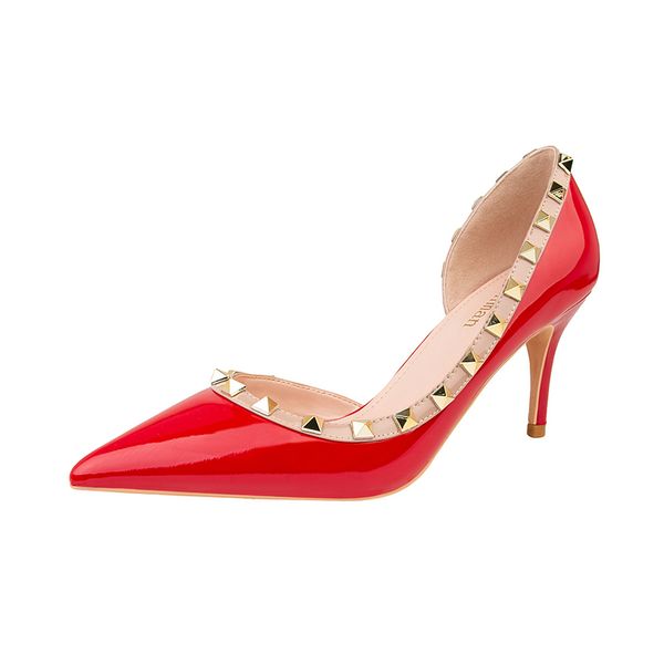 2020 autumn fashion women dress pumps thin heels high heels patent leather rivet for lady elegant stilettos wedding shoes, Black
2020 autumn fashion women dress pumps thin heels high heels patent leather rivet for lady elegant stilettos wedding shoes, Black