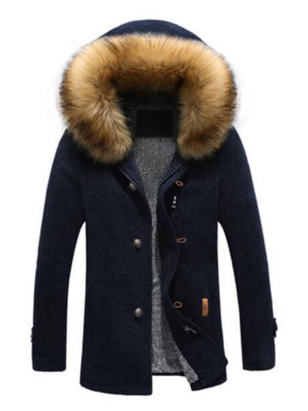 men's wool & blends detachable fur hooded overcoat blend mid long coat male winter warm trench manteau homme hiver, Black
men's wool & blends detachable fur hooded overcoat blend mid long coat male winter warm trench manteau homme hiver, Black