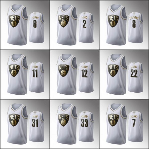 

brooklyn nets men kevin durant kyrie irving jarrett allen spencer dinwiddie white nba 2020 golden edition custom jersey