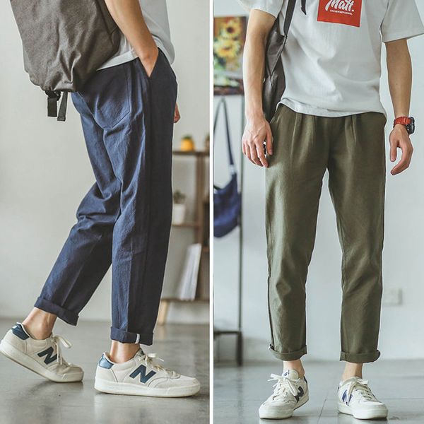 2020 new fashion harajuku style men solid breathable cotton linen casual pants male chic cuffs ankle length straight trouser w26, Black
2020 new fashion harajuku style men solid breathable cotton linen casual pants male chic cuffs ankle length straight trouser w26, Black