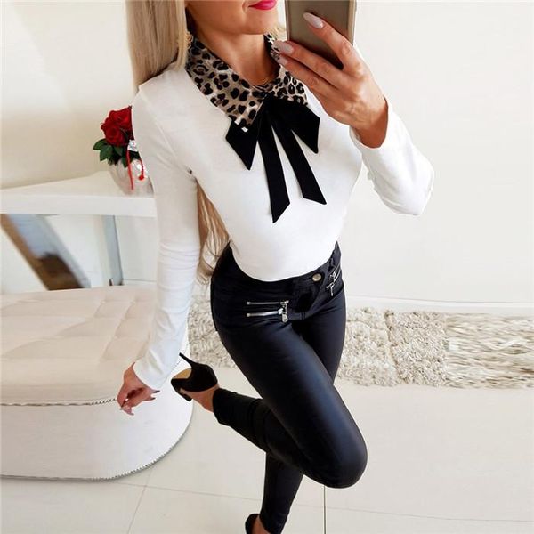 lapel neck long sleeve spring fall women slim tshirts fashion ladies clothing bow patchwork womens t shirts leopard, White
lapel neck long sleeve spring fall women slim tshirts fashion ladies clothing bow patchwork womens t shirts leopard, White
