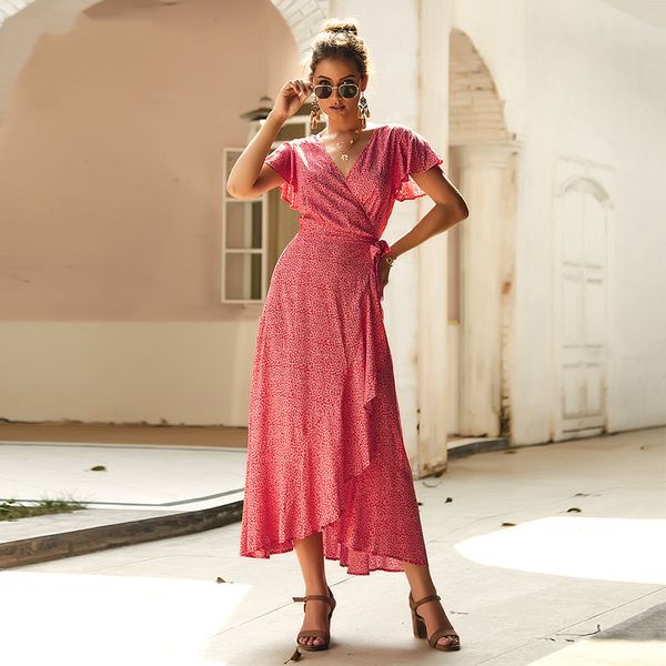 women dress summer v neck wrap long maxi dress floral print ruffles lace up plus size a-line vintage dresses bifurcated vestidos, Black;gray
women dress summer v neck wrap long maxi dress floral print ruffles lace up plus size a-line vintage dresses bifurcated vestidos, Black;gray