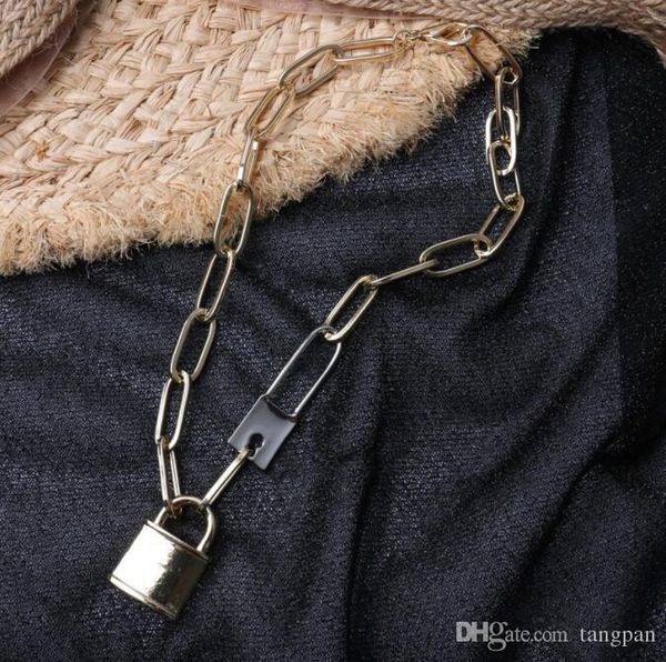 2019 new shelves europe and america exaggerated metal thick chain lock short necklace chain red cold wind clavicle chain necklace, Gray
2019 new shelves europe and america exaggerated metal thick chain lock short necklace chain red cold wind clavicle chain necklace, Gray