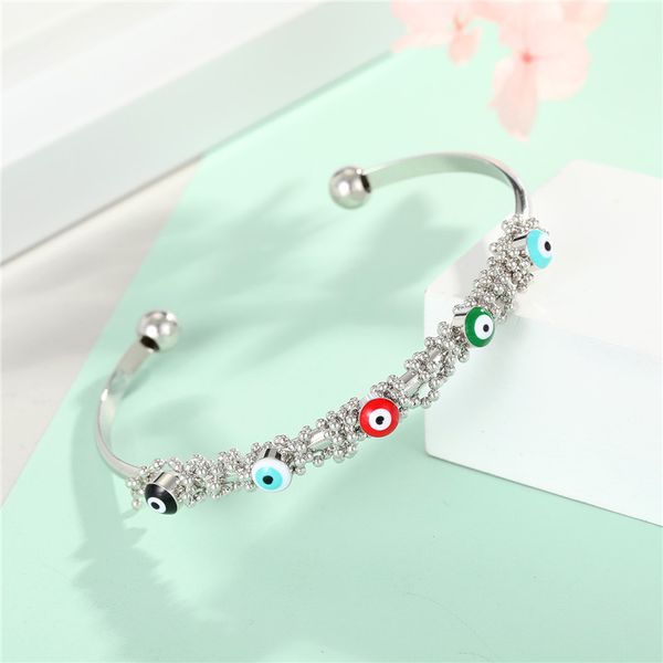 metal lucky evil eye open thin bangle for women bohemian vintage colorful round bead turkey blue eye bracelet jewelry, Black
metal lucky evil eye open thin bangle for women bohemian vintage colorful round bead turkey blue eye bracelet jewelry, Black