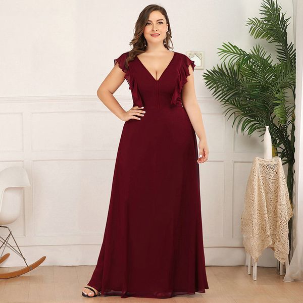plus size burgundy bridesmaid dresses a-line ruffles sleeveless v-neck elegant wedding party gowns 2020, White;black
plus size burgundy bridesmaid dresses a-line ruffles sleeveless v-neck elegant wedding party gowns 2020, White;black