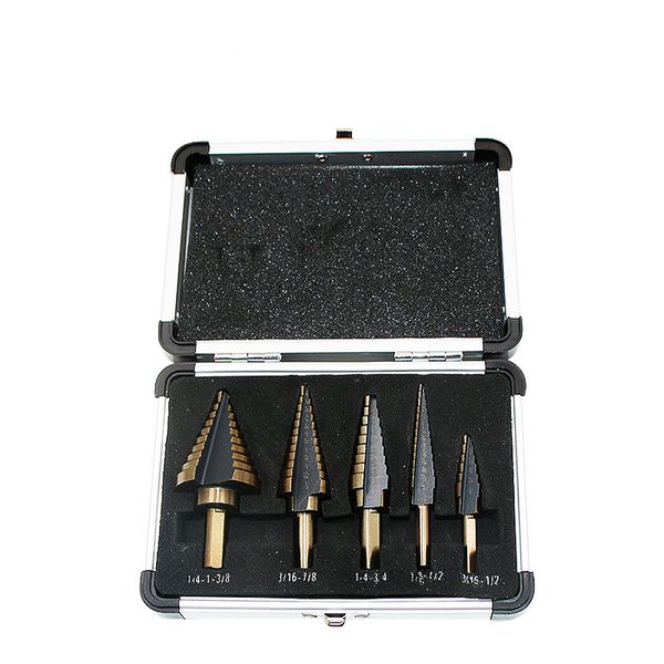 5pc hss cobalt step drill bit set titanium cone drill hole cutter bit multiple hole 50 sizes step power tool
5pc hss cobalt step drill bit set titanium cone drill hole cutter bit multiple hole 50 sizes step power tool