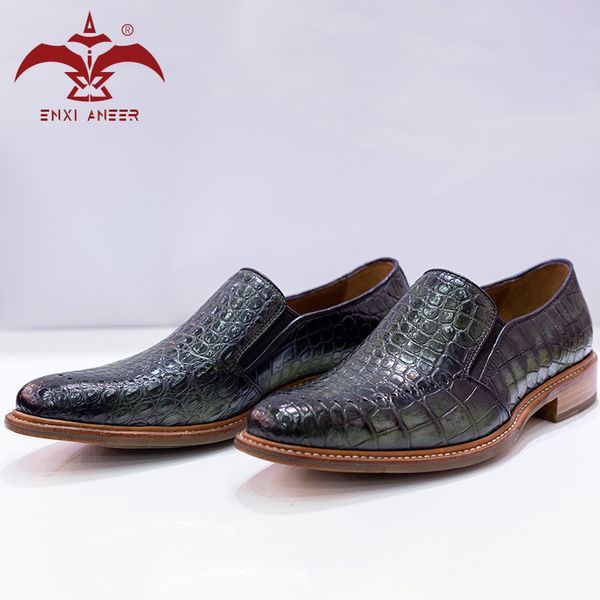 100% genuine crocodile leather shoes for men loafers slip on casual shoes in patina green color handmade, Black
100% genuine crocodile leather shoes for men loafers slip on casual shoes in patina green color handmade, Black