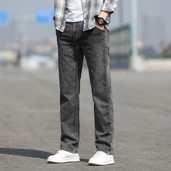 dtwoa 2020 spring and summer jeans men's smoky gray high waist stretch loose straight plus fat large size elastic jeans wide leg pants, Blue
dtwoa 2020 spring and summer jeans men's smoky gray high waist stretch loose straight plus fat large size elastic jeans wide leg pants, Blue