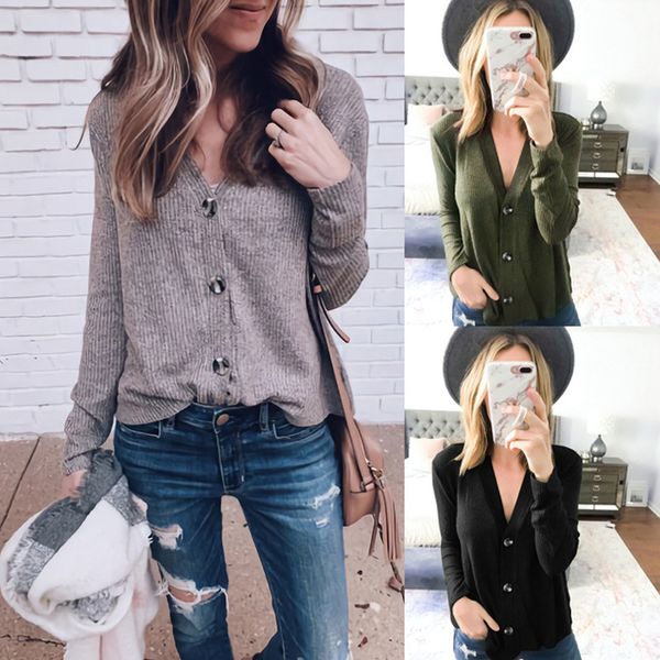 autumn winter fashion women streetwear button long sleeves knited shirt 2019 casual solid v-neck black ladies t shirt, Black;gray
autumn winter fashion women streetwear button long sleeves knited shirt 2019 casual solid v-neck black ladies t shirt, Black;gray