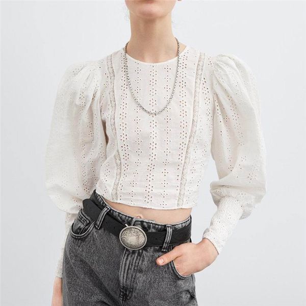 2020 new spring and autumn blouse ladies fashion solid color stitching lace cutout bubble sleeves elegant sweet women shirt, White
2020 new spring and autumn blouse ladies fashion solid color stitching lace cutout bubble sleeves elegant sweet women shirt, White