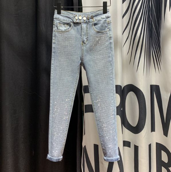 european slim-fit button pencil pants women's 2020 spring new heavy rhinestone jeans village denim jeans drill jean femme, Blue
european slim-fit button pencil pants women's 2020 spring new heavy rhinestone jeans village denim jeans drill jean femme, Blue