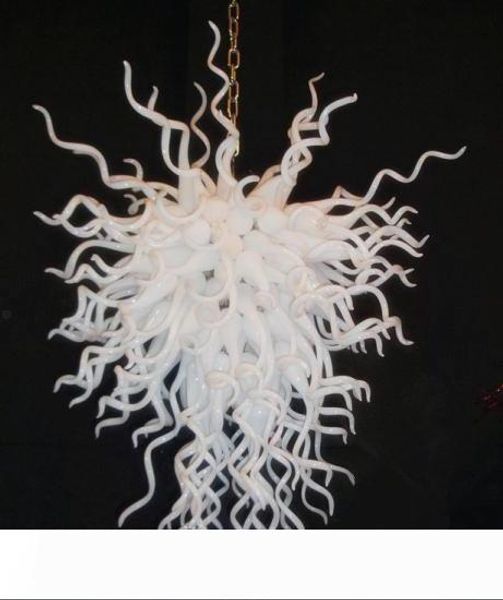 new arrival white glass led hanging chain chandeliers art decoration style hand blown glass chandelier for home