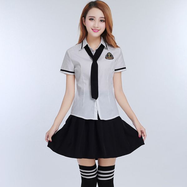 japanese and korean summer girls student college school uniforms for women white shirt + black skirt + bow suit 3 pcs / set
japanese and korean summer girls student college school uniforms for women white shirt + black skirt + bow suit 3 pcs / set