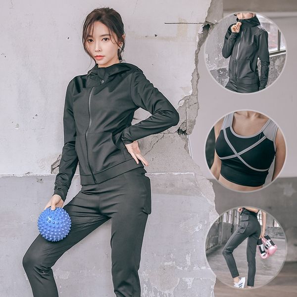 sportswear fitness running women's hooded coat three-piece sweatshirt coat sweatshirt slimming clothes, Black
sportswear fitness running women's hooded coat three-piece sweatshirt coat sweatshirt slimming clothes, Black