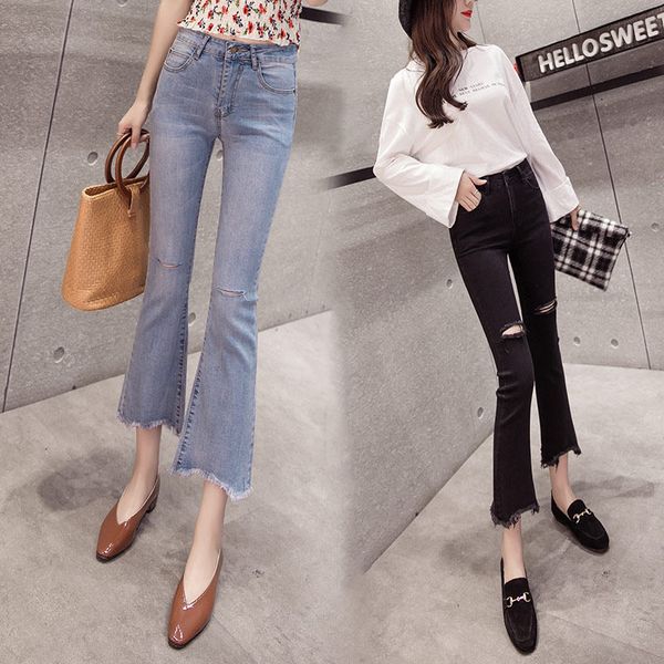 women's jeans 2020 spring and autumn new style was thin high waist black micro flared jeans women cropped pants, Blue
women's jeans 2020 spring and autumn new style was thin high waist black micro flared jeans women cropped pants, Blue