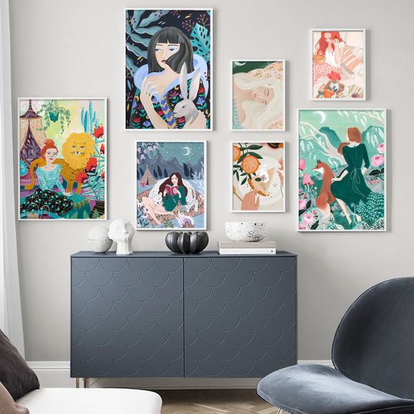abstract forest girl deer illustration wall art canvas painting nordic posters and prints wall pictures for living room decor
abstract forest girl deer illustration wall art canvas painting nordic posters and prints wall pictures for living room decor