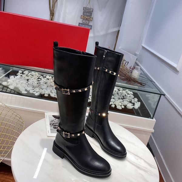 women classic rivets knee boots genuine leather zipper high boots luxury designer female knee boots, Black
women classic rivets knee boots genuine leather zipper high boots luxury designer female knee boots, Black