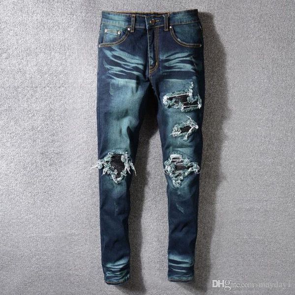 brand men jeans europe america style hole cool trousers fashion pencil pants slim jeans for men, Blue
brand men jeans europe america style hole cool trousers fashion pencil pants slim jeans for men, Blue