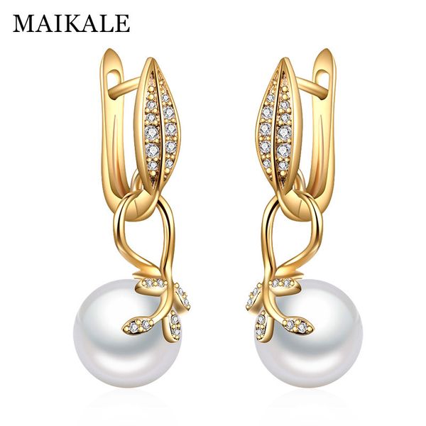 maikale new simple leaf shape drop earrings with pearl gold silver color cubic zirconia korean earrings for women send gifts
maikale new simple leaf shape drop earrings with pearl gold silver color cubic zirconia korean earrings for women send gifts