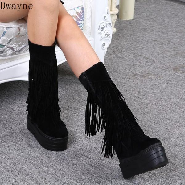 2020 winter new middle tube boots 13cm ultra high heel boots thick bottom inside increased wedges fringe womens 39, Black
2020 winter new middle tube boots 13cm ultra high heel boots thick bottom inside increased wedges fringe womens 39, Black