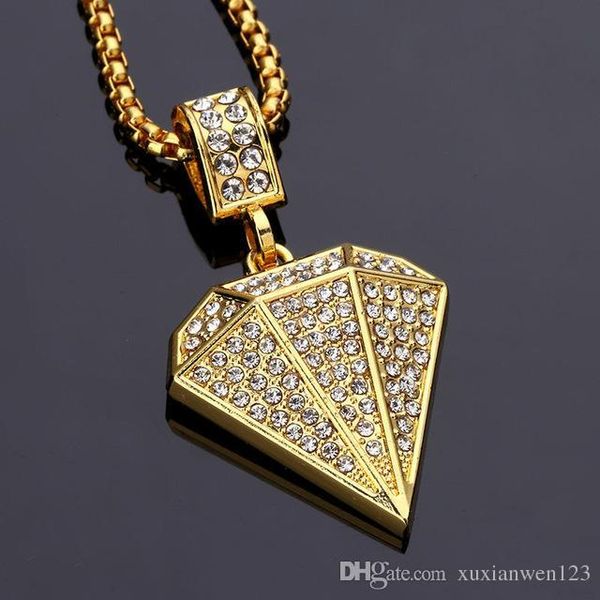 diamond shape pendant necklace hiphop jewelry rhinestone crytal fashion trendy gold plated punk men women gift, Silver
diamond shape pendant necklace hiphop jewelry rhinestone crytal fashion trendy gold plated punk men women gift, Silver