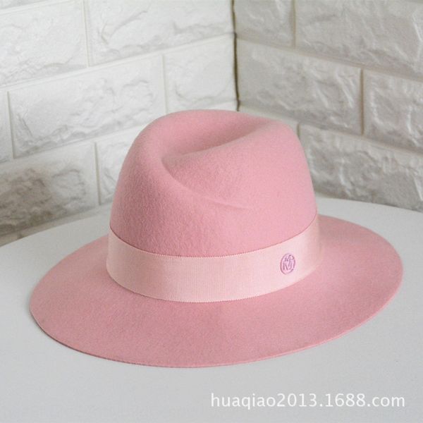 huaqiao new pink round label double m woolen waistcoat middle eaves vest felt woolen felt hat women's hat, Blue;gray 
huaqiao new pink round label double m woolen waistcoat middle eaves vest felt woolen felt hat women's hat, Blue;gray