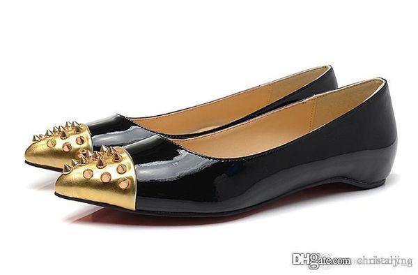 black patent leather golden head nail with spikes red bottom women shoes flat ladies female shoes low footwear pumps sneakers for womens
black patent leather golden head nail with spikes red bottom women shoes flat ladies female shoes low footwear pumps sneakers for womens