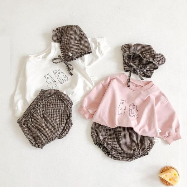 fashion newborn girl cotton set infant baby girl clothes cartoon bear print long sleeve sweatshirt +short+hat 3pcs baby suit, White
fashion newborn girl cotton set infant baby girl clothes cartoon bear print long sleeve sweatshirt +short+hat 3pcs baby suit, White