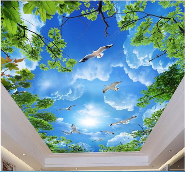 3d ceiling murals self adhesive wallpaper custom mural beautiful blue sky, white clouds and green leaves, seabird ceiling zenith mural
3d ceiling murals self adhesive wallpaper custom mural beautiful blue sky, white clouds and green leaves, seabird ceiling zenith mural