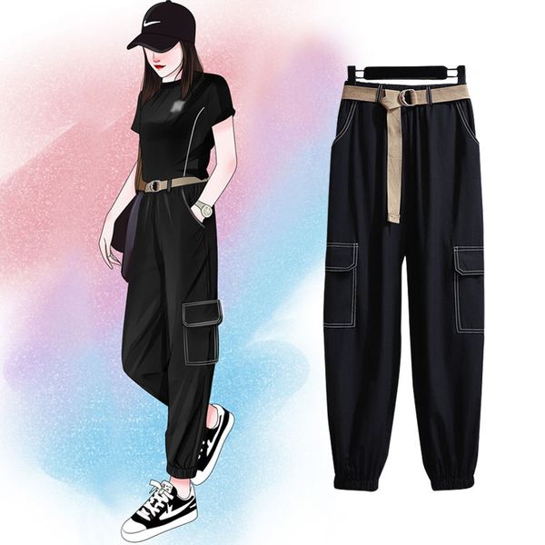 women's pants & capris 2021 summer women plus size cargo harajuku chain pockets ankle trousers high waist hip-hop loose harem z69, Black;white
women's pants & capris 2021 summer women plus size cargo harajuku chain pockets ankle trousers high waist hip-hop loose harem z69, Black;white