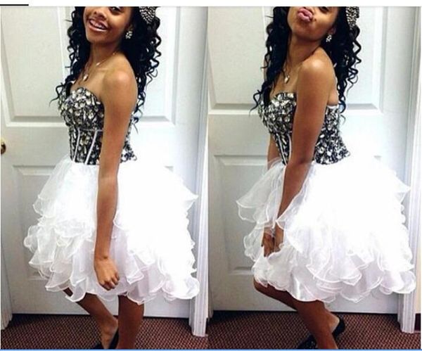 black white exquisite mini short tulle homecoming dresses junior sweet 16 graduation gowns beaded rhinestones cocktail party dress, Red
black white exquisite mini short tulle homecoming dresses junior sweet 16 graduation gowns beaded rhinestones cocktail party dress, Red