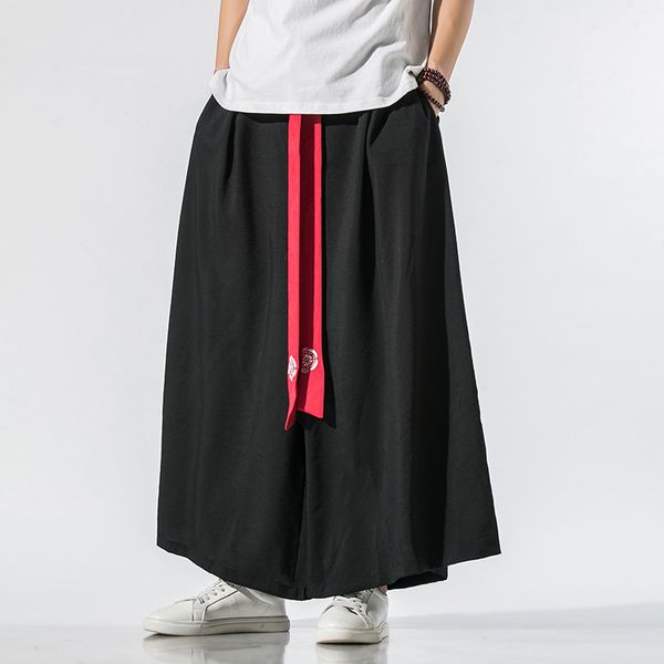 male vintage streetwear kimono pants men summer chinese style belt cotton linen loose casual wide leg skirt pant, Black
male vintage streetwear kimono pants men summer chinese style belt cotton linen loose casual wide leg skirt pant, Black