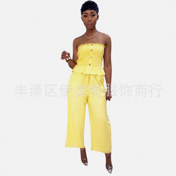 j6162 european and american womens pleated pants suit solid color strap loose pants suit, Black;white
j6162 european and american womens pleated pants suit solid color strap loose pants suit, Black;white