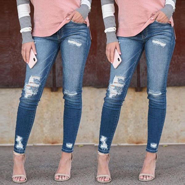2020 summer skinny jeans women ripped hole high waist denim pants ladies slim casual pencil jeans boyfriend jy6, Blue 
2020 summer skinny jeans women ripped hole high waist denim pants ladies slim casual pencil jeans boyfriend jy6, Blue