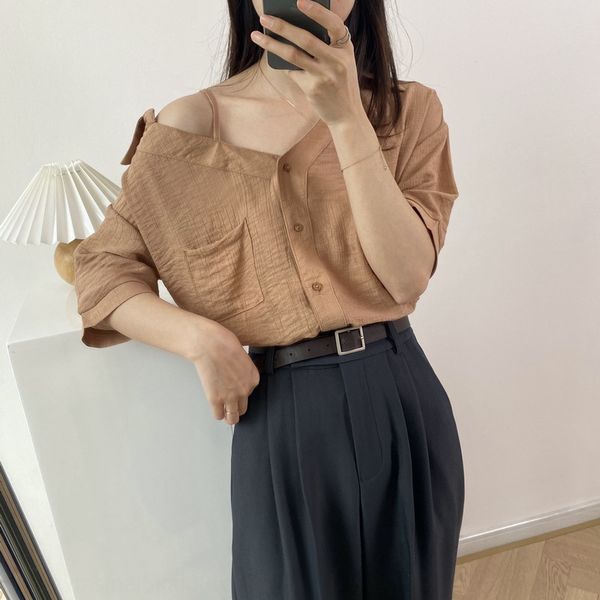 o5jxu taochuan cistanche 2020 summer korean women's care machine lapel collarbone leak sling sling shirt unilateral suspender shirt wom, White
o5jxu taochuan cistanche 2020 summer korean women's care machine lapel collarbone leak sling sling shirt unilateral suspender shirt wom, White