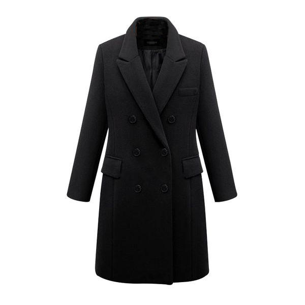 women's wool & blends autumn winter plus size trench coat fashion medium long double breasted woolen women loose overcoat, Black
women's wool & blends autumn winter plus size trench coat fashion medium long double breasted woolen women loose overcoat, Black