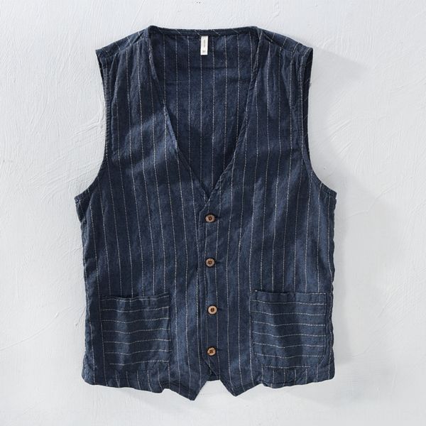 new men's casual linen striped cotton and coat vest vest linen sleeveless outer wear men, Black;white
new men's casual linen striped cotton and coat vest vest linen sleeveless outer wear men, Black;white