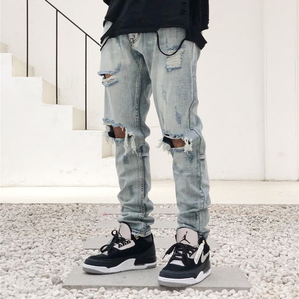 trendy high street fog straight loose all-match light color knee ripped jeans trendy mens beggar pants kanye hip hop pants, Black
trendy high street fog straight loose all-match light color knee ripped jeans trendy mens beggar pants kanye hip hop pants, Black