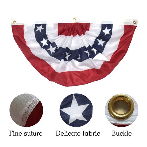 90*45cm usa pleated semicircle half fan flag printed american star and stripes brass buckle grommets banner bunting decoration ljjp159
90*45cm usa pleated semicircle half fan flag printed american star and stripes brass buckle grommets banner bunting decoration ljjp159