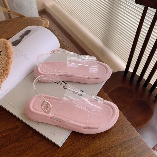 sp&city pink transparent jelly shoes women rubber cross low heel sandals female outside wear student casual thick sandals, Black
sp&city pink transparent jelly shoes women rubber cross low heel sandals female outside wear student casual thick sandals, Black